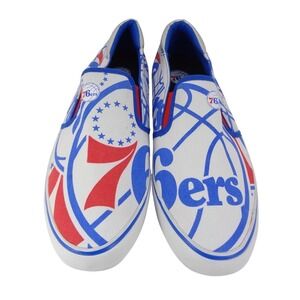 NBA Lab Philadelphia 76ers Mens Slip On Canvas Sneakers White Blue Red Men Sz 13